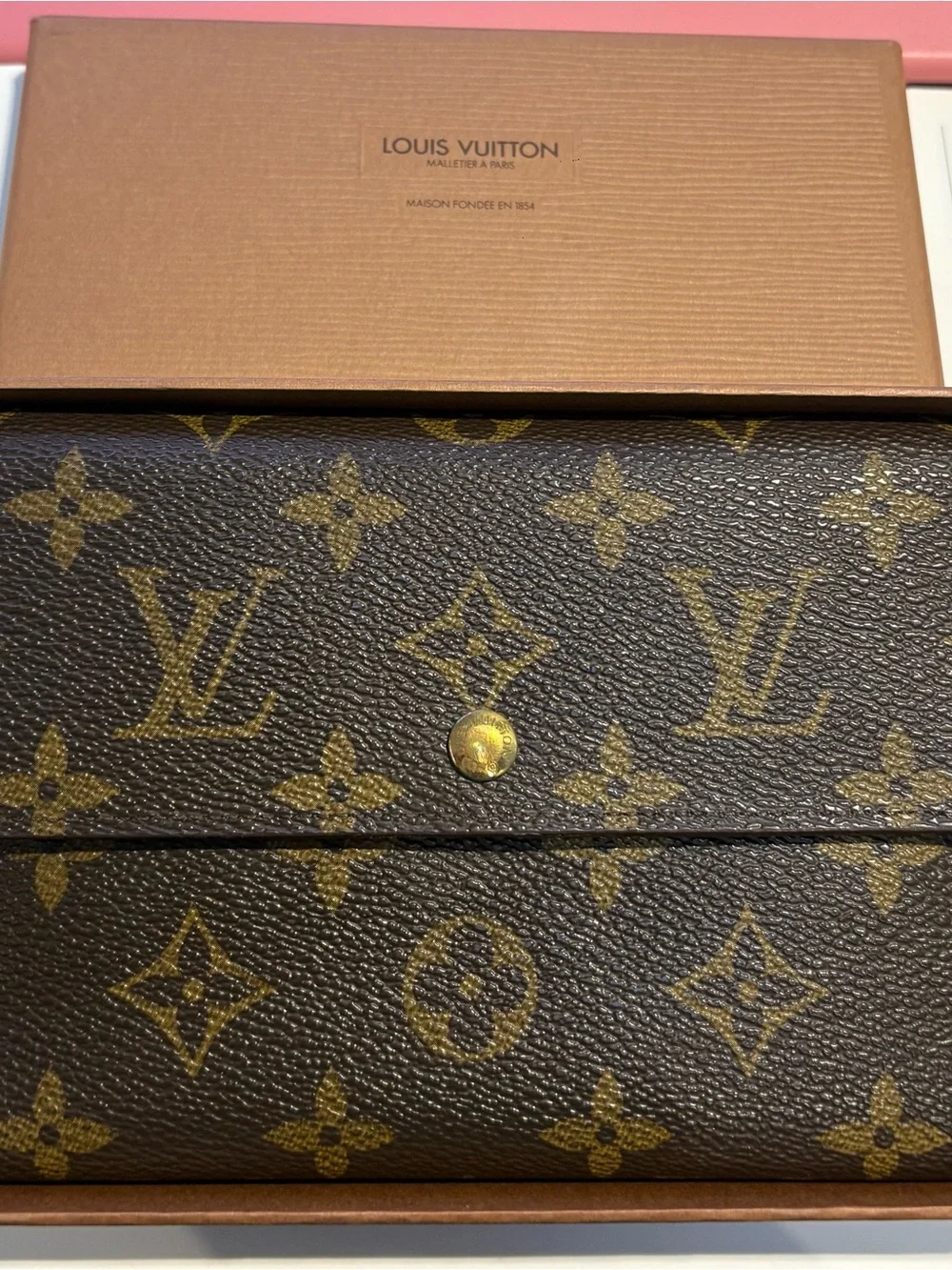 Louis Vuitton Monogram Canvas Fold Wallet - Brown & Gold